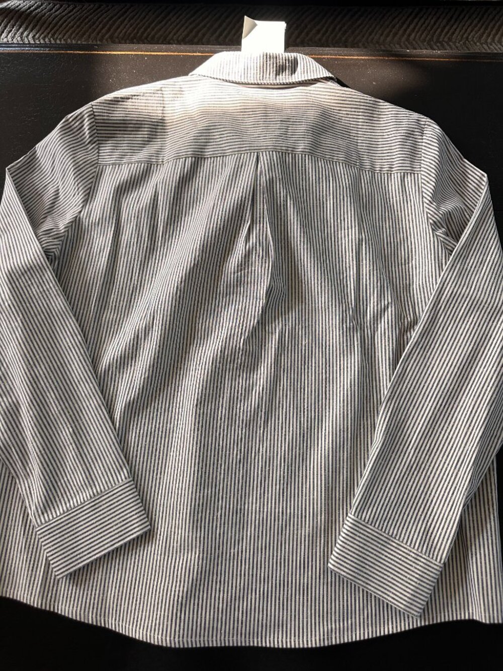 NWT Sézane Chemise Tomboy Stripe Shirt Ecru Blue Button Down Cotton 44 /US 12 - Picture 8 of 11
